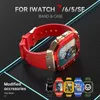 Cinturino in acciaio inossidabile di lusso di design con cinturino kit mod modifica cassa per Apple Watch 7 44 45mm per iWatch serie 6 SE 5 4 cinturini con struttura in metallo accessori protettivi