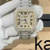 Cartiiers Diamonds horloge 2024 Hip Hop Iced-Out polshorloge met natuurlijke Moissanite en Ice Starry Design KK 45878 uurwerk