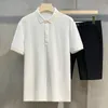 Polo da uomo 2024 Estate Moda di alta qualità Tinta unita Turn Down Colletto Polo Manica corta Casual Top Uomo Abbigliamento R30