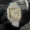 Carterss 110K Diamanten Uhr Roségold gemischt Silber große römische Ziffern Luxus MISS quadratische mechanische Herrenuhr mit Icing-ZirkoniaAFWQL0DABDYN