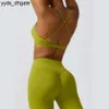 Lu Lu Align Outfits 2 Piece Set Fitness Clothing Woman Gym Exercise Apparel Seamless Workout Runner Wear Aloe Dance Activewear