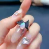 Cluster Rings Meibapj 6mm 8mm Natural Opal Gemstone Fashion Black Ring For Women Real 925 Sterling Silver Charm Fine Wedding Jewelry