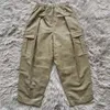 Herrbyxor Kapital Kountry Flat och Macro Green Camouflage Pleated Overalls Elastic Drawstring Casual Pants J240228