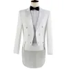 Suits Mens White Tuxedo Blazer Pants 2st Set Gentlemen Elegant Swallowtailed Dress Blazer Party Wedding Stage Prom Jacket Suit Homme