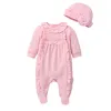 Socks Newborn Baby Girl Clothes Fall Cotton Lace Princess Style Baby Jumpsuit Infant Romper With Socks Headband ropa bebe childOutfit