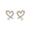 Orecchini a bottone in argento 925 2024 con cuore dolce amore con brillanti cristalli di diamanti bling oro 18 carati orecchini di lusso con perle di design regalo di gioielliIl designer