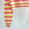 Женские свитера высокого качества из мохера, роскошный свитер с круглым вырезом, разноцветный полосатый пуловер оригинального дизайна, жаккардовый брендовый джемпер с известными буквами