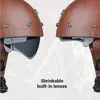 Motorhelmen Helm Vintage Capacete De Moto Scooter Half Face voorruit vizieren Afneembare inzetvoering DOT-certificering