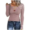 Mulheres camisetas T-shirt moda casual impressão com decote em v magro de mangas compridas top mulheres outono inverno tops cor sólida femal