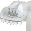 Beret Bride Cowgirl Hat with Veil Rhinestones Cowboy na imprezę zaręczyn ślubu