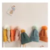 Caps & Hats New Candy Colors Children Knit Hats Boys Girls Warm Beanies Cap Cute Fur Ball Pom Baby Drop Delivery Baby, Kids Maternity Dhjwp