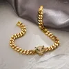 Bracelets de charme Acheter luxe cubique zircone bijoux animaux 2024 mode couleur or chaîne cubaine léopard pour les femmes