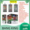 Puff 15K Outhentic Bang King 15000 Puffs Disposable Vapes Bar Mesh Coil Rechargeable E Cigarettes 0% 2% 3% 5% Salt Strength Vapers 20 Flavors 15k puff 15000 puff