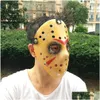 Máscaras de festa 20pcs Archaistic Jason Masks Fl Face Antique Killer Friday The 13th Prop Horror Hockey Halloween Costume Cosplay Movie Mas Dhewr