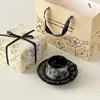 Mugs Retro Minority Black Coffee Cup Ceramic & Saucer Set Birthday Gift For Girls