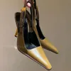 Obcasy designerskie sandały sandały skórzane sukienki buty pompki wyciągnięte palce zewnętrzne 7 cm 9 cm pięta sztyletowa na damskie luksusowe buty wieczorne kociąt czarny rozmiar 35-41 EUR