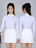 ゴルフ女性春夏韓国版カットアウトデザインセンス女性のトップ長袖スリムストレッチカロットスカートセット