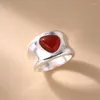 Pierścienie klastrowe Silvology oryginalny 925 srebrny srebrny nieregularny czerwony agat zamknięty dla kobiet w stylu przemysłowym projekt 2024 Fine Biżuteria