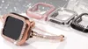 Pulseiras e capas de metal Bling de designer para Apple Watch 38mm 40mm 41mm 42mm 44mm 45mm Mulheres pulseiras de diamante com pára-choque de strass compatível com iWatch Series 87SE6543