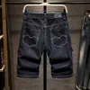 Men's Shorts Summer Black Denim with Multiple Straight Pockets Casual Fashion Splicing Mens Cargo Shorts J240228