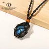 Naszyjnik Zestaw JD Naturalny labradoryt Stone Black Rope Mesh Moonstone Wahdulant Wiselant Kobiety Mężczyźni Nieregularny niebieski irisation Charms Prezent