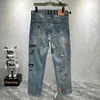 Jeans masculinos designer 2024 primavera high end bordado moda tendência dos homens perna reta jeans alta ding micro perna larga calças masculinas 6so4