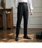 Ternos masculinos itália calças de negócios vestido social terno de alta qualidade escritório casual casamento noivo calças damasco pantaloni uomo