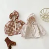 Весенне-летняя легкая ветровка для малышей, однобортное пальто с капюшоном и милым горошком для маленьких девочек, с длинными рукавами, Born 036Months 240220