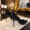 Женские модельные туфли, осенние универсальные черные туфли на высоком каблуке, женские сексуальные туфли на тонком каблуке 9 см, французские девушки на одинарном каблуке