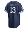 Anpassade herrkvinnor Youth Baseball Jersey Bobby Witt Jr. Royals Salvador Perez Zack Greinke Bo Jackson George Brett Hunter Dozier Brad Keller Josh Staumont Isbel Shirt