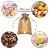 Nouveau Nouveau 6/12/24 pièces toile de Jute bonbons lapin motif Jute lin traiter cadeau pour la fête de pâques enfants biscuits Snack Pack sacs