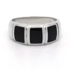 Bagues de cluster Émail noir 925 Bague en argent sterling pour hommes Femmes Moyen-Orient Simple Design Turc Bijoux de doigt faits à la main