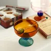 Stained Glass Goblet Ice Cream Dessert Bowl Clorful Transparent Mug Fruit Salad Borosilicate Glass Bowl Heat Resistant Glass 240223