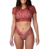 Costumi da bagno da donna Moda Costumi da bagno a maniche corte Stampa zebrata Costume da bagno a due pezzi Costumi da bagno Rashguard Costume da bagno da spiaggia Abbigliamento sportivo da donna