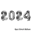 New New Happy 2024 Balloons Gold Number Letter Aluminum Foil Balloon Christmas Decoration New Year Eve Party Gift Photo Props