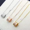 New Arrive Fashion Classic Lady 316L Titanium steel 18K Plated Gold Necklaces With Double Rows Strip-type Diamond Pendant 3 Color301P