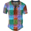 Polo da uomo Waffle Henry Camicia modello scozzese Stampa 3D Outdoor Daily Manica corta Bottone Stilista Top basic