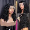 Perruque Bob Lace Front Wig Remy brésilienne bouclée, cheveux naturels, Deep Wave, avec Closure 4x4, pre-plucked, courte, pour femmes