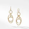 Orecchini a bottone "Catene mobili in argento sterling S925 con goccia in oro giallo 18 carati"