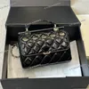 Women Designer Glossy Flap Box Bag Patent Leather With Top Handle 18x12cm Five Colors Gold Hardware Matelasse Chain Vintage Shoulder Cross Body Handbag Lovely Purse