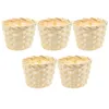 Dinnerware Sets 5 Pcs Woven Flower Basket Serving Home Fruit Container Kids And Crafts Bamboo Trash Can Gift