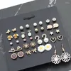 Boucles d'oreilles à clous, 20 paires/ensemble, boucles d'oreilles en forme de fleur, belle étoile, cœur, cadeaux faits à la main pour fille