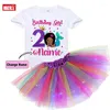 Ensembles de vêtements Sirène Black Princess Anniversaire Girl Outfit Set Nom personnalisé Chemise Tutu Robe Enfants Party Light Vêtements Costume Cadeau 3 4 5 ans