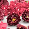 Decoratieve bloemen 35 stuks bordeaux kunstzijde bloemhoofd in bulkmateriaalpakket voor doe-het-zelf-slinger haarspeld plakboekaccessoires