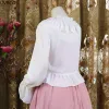 Jackor Summer Retro Elegant Lolita Blauses Women Bow O Neck Ruffles Långärmad Cardigan Chiffon Shawl Coat Top Sun Protection Clothes