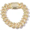 Mise Iced Miami Cuban Link Bransoletka 14K złota splowane ligi diamenty 15 mm Bracelets Bracelets Cubic Zirconia Jewelry306V