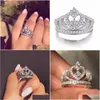 Jewelry Charm Promise Crown Ring 100% Soild 925 Sterling Sier Diamond Cz Engagement Wedding Band Rings For Women Men Drop Delivery Wed Dh2Ay