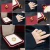 Band Rings 2024 New Luxury Copper With 18K Gold Plated Esigner Three Layers Wide Engraved Ring For Women Jewelry Box Party Drop Delive Ot3Jq
