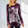 Koszulka damska damska zimowa kwiatowa tunikka w szyku desca podstawowa podstawowe topy pullover damskie wydrukowane imprezowe bluzka T-koszulka TEE Plus Size Odzież 2023 T240228