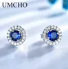 UMCHO Veri gioielli in argento sterling 925 rotondi di colore ricco Nano zaffiro orecchini con pietra preziosa regalo sposa di lusso per le donne 2106188327483